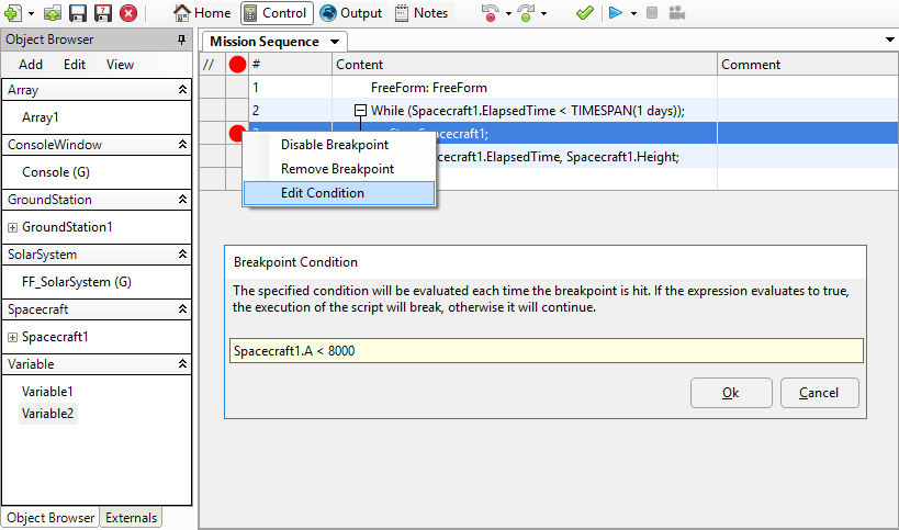 Conditional Breakpoint Editor Conditional Breakpoint Editor